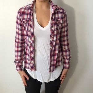 Cropped flannel shirt.